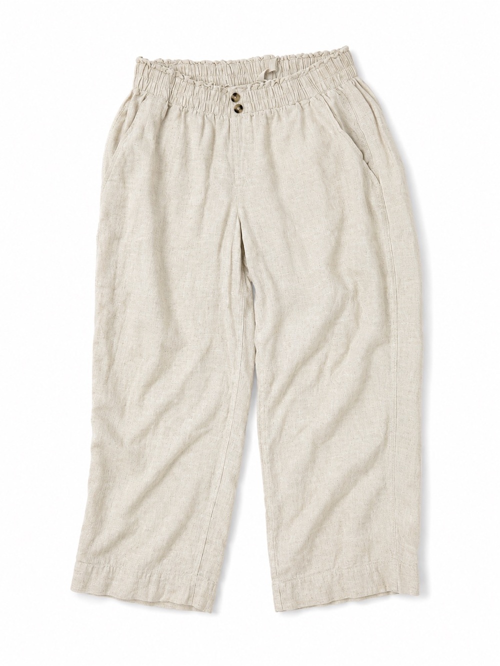 Womens Elastic-Waist Linen Blend Pants - Natural Briggs